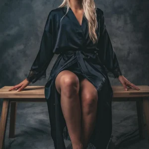 Kimono dames Satijn - Long Lace
